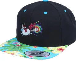Rainbow Farting Unicorn Black/Hawaiian Snapback - Unicorns