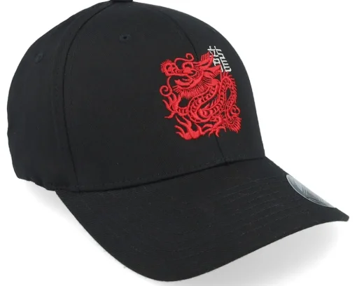 Red Chinese Dragon Logo Black Flexfit - Iconic