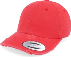 Red Destroyed Dad Cap - Yupoong