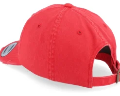 Red Destroyed Dad Cap - Yupoong