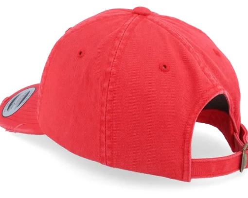 Red Destroyed Dad Cap - Yupoong