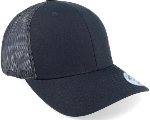 Red Fish Hook Logo Black Trucker - Skillfish