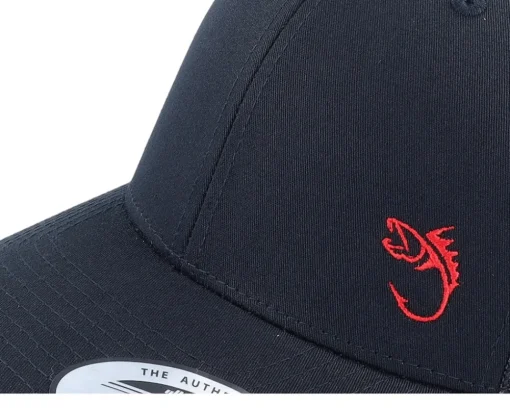 Red Fish Hook Logo Black Trucker - Skillfish