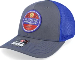 Retro Fishing Logo 112 Split Charcoal/Royal Trucker - Skillfish