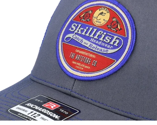 Retro Fishing Logo 112 Split Charcoal/Royal Trucker - Skillfish
