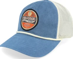 Retro Fishing Logo Bachelor Legion Blue/Sand/Cream Trucker - Skillfish