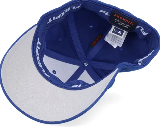 Retro Fishing Logo Wooly Combed Royal Flexfit - Skillfish