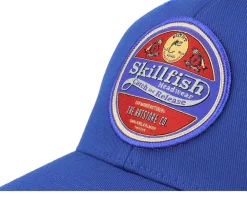 Retro Fishing Logo Wooly Combed Royal Flexfit - Skillfish