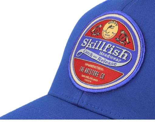 Retro Fishing Logo Wooly Combed Royal Flexfit - Skillfish