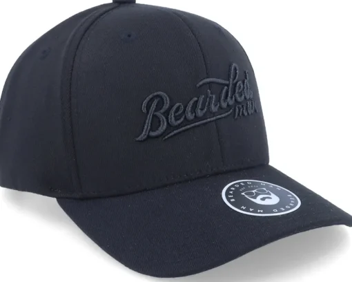 Retro Script 3D Logo Black 110 Adjustable - Bearded Man
