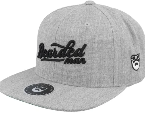 Retro Script 3d Logo Black Snapback - Bearded Man