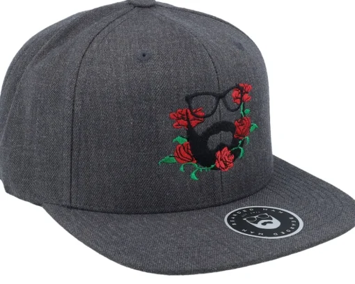 Rose Logo Dark Heather Grey Snapback - Bearded Man