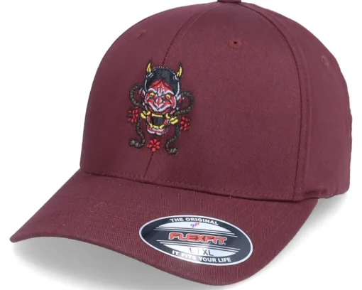 Rose Oni Demon Mask Maroon Flexfit - Iconic