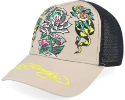 Rose-slither Chinchilla/Black Trucker - Ed Hardy