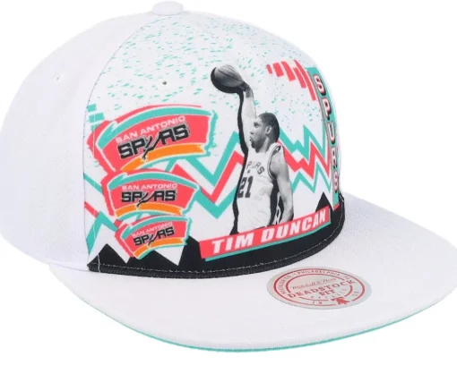 San Antonio Spurs 90's Playa Tim Duncan White Snapback - Mitchell & Ness