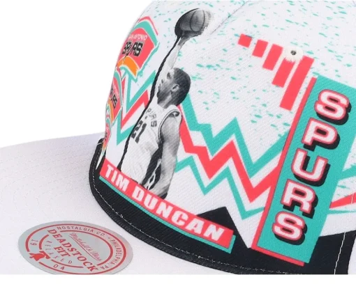 San Antonio Spurs 90's Playa Tim Duncan White Snapback - Mitchell & Ness