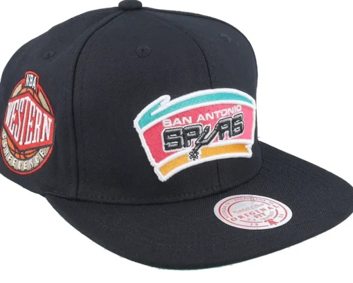 San Antonio Spurs Conference Patch Black Snapback - Mitchell & Ness