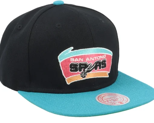 San Antonio Spurs Patch Overload Black/Teal Snapback - Mitchell & Ness
