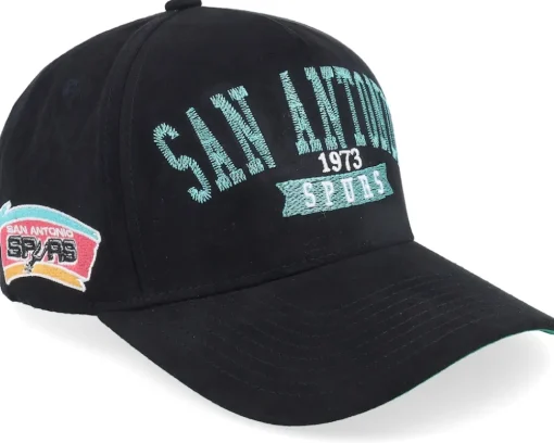 San Antonio Spurs Shady Suede Pro Cap Hwc Black A-frame Adjustable - Mitchell & Ness