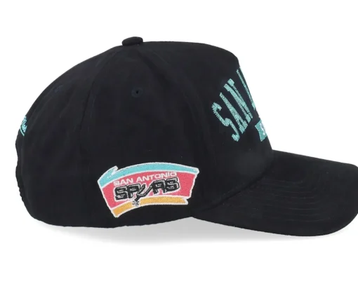 San Antonio Spurs Shady Suede Pro Cap Hwc Black A-frame Adjustable - Mitchell & Ness