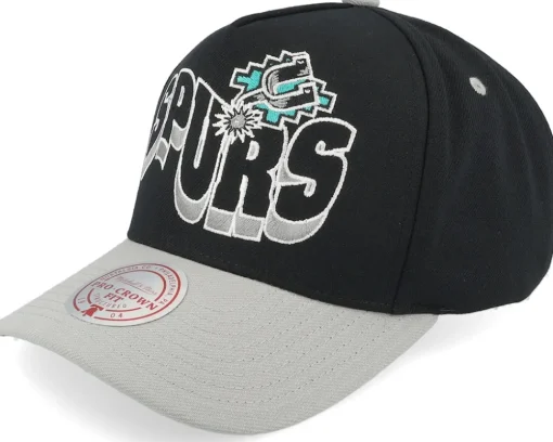 San Antonio Spurs Wavy Pro Black/Grey Adjustable - Mitchell & Ness