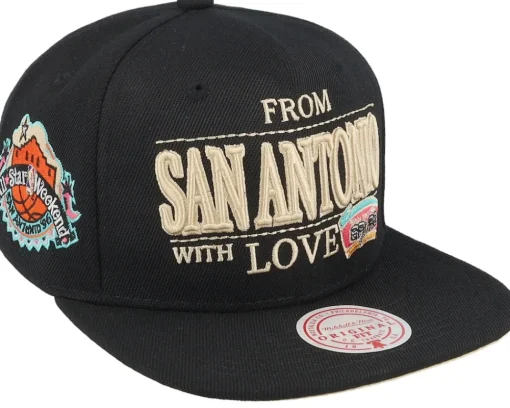 San Antonio Spurs With Love Black Snapback - Mitchell & Ness