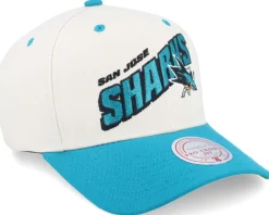 San Jose Sharks Retro Type Pro Off White/Teal Adjustable - Mitchell & Ness