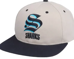 San Jose Sharks San Jose Sharks Old English Logo NHL Vintage Beige/Black Snapback - Twins Enterprise