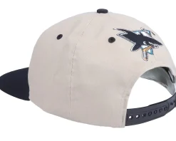 San Jose Sharks San Jose Sharks Old English Logo NHL Vintage Beige/Black Snapback - Twins Enterprise