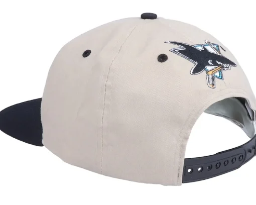 San Jose Sharks San Jose Sharks Old English Logo NHL Vintage Beige/Black Snapback - Twins Enterprise