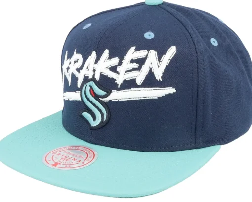 San Jose Sharks Transcript Black/Teal Snapback - Mitchell & Ness