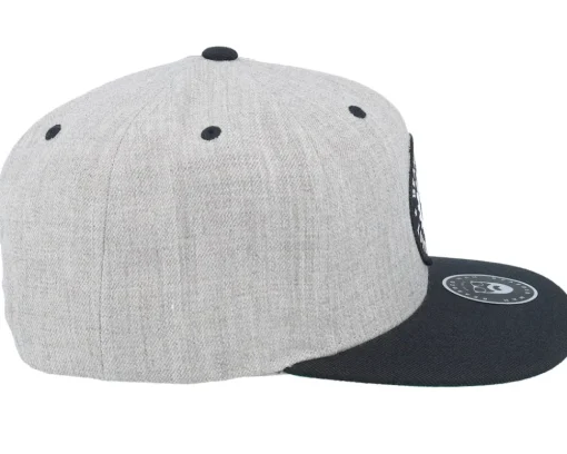 Saw Blade Logo Heather Grey/Black Snapback - Bearded Man