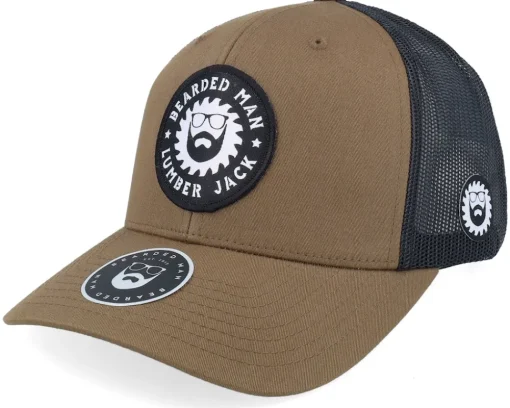 Saw Blade Logo Retro Black/White/Black Trucker - Bearded Man