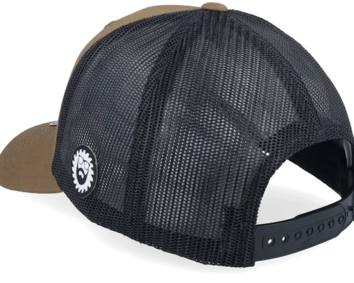 Saw Blade Logo Retro Coyote Brown/Black Trucker - Bearded Man