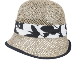 Seagras Cloche With Trimming Nature-Black Straw Hat - Seeberger