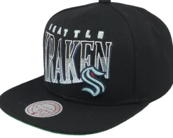 Seattle Kraken Line Work Black Snapback - Mitchell & Ness
