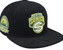 Seattle Supersonics Black Cord Hwc Black Snapback - Mitchell & Ness