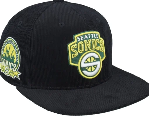 Seattle Supersonics Black Cord Hwc Black Snapback - Mitchell & Ness