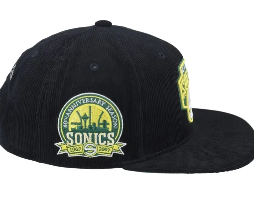 Seattle Supersonics Black Cord Hwc Black Snapback - Mitchell & Ness