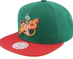 Seattle Supersonics Core Basic Green/Red Snapback - Mitchell & Ness