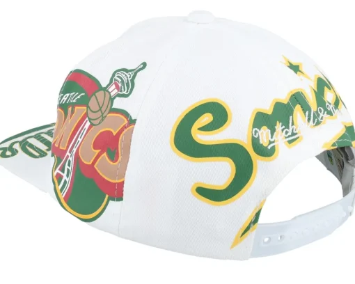 Seattle Supersonics In Your Face Deadstock Hwc White Snapback - Mitchell & Ness