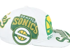 Seattle Supersonics In Your Face Deadstock Hwc White Snapback - Mitchell & Ness