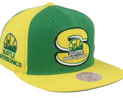 Seattle Supersonics Rear Script Deadstock Green/Gold Snapback - Mitchell & Ness