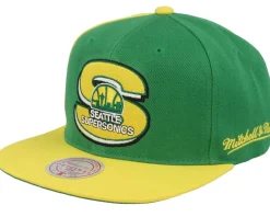 Seattle Supersonics Rear Script Deadstock Green/Gold Snapback - Mitchell & Ness