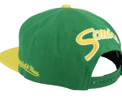 Seattle Supersonics Rear Script Deadstock Green/Gold Snapback - Mitchell & Ness