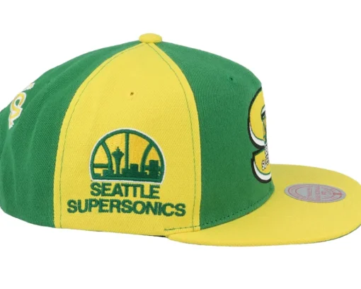 Seattle Supersonics Rear Script Deadstock Green/Gold Snapback - Mitchell & Ness