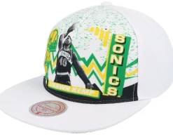 Seattle Supersonics 90's Playa Shawn Kemp White Snapback - Mitchell & Ness