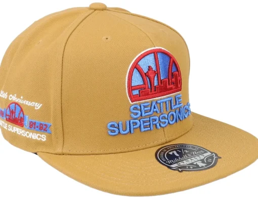 Seattle Supersonics Sand And Sky Tan Fitted - Mitchell & Ness