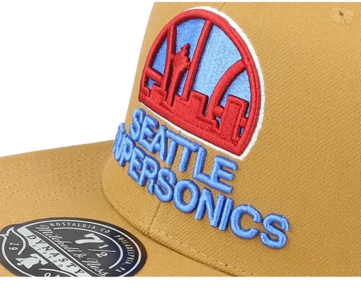 Seattle Supersonics Sand And Sky Tan Fitted - Mitchell & Ness
