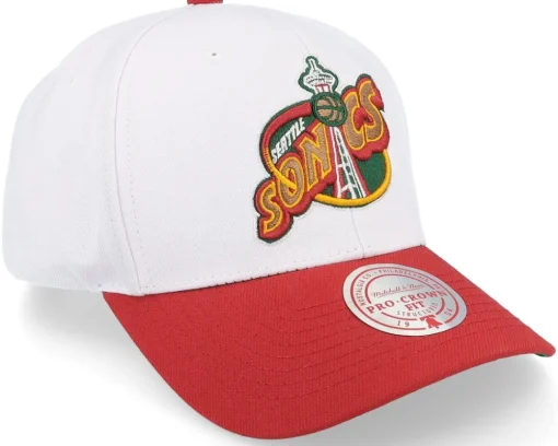 Seattle Supersonics Team 2 Tone 2.0 Pro White/Red Adjustable - Mitchell & Ness